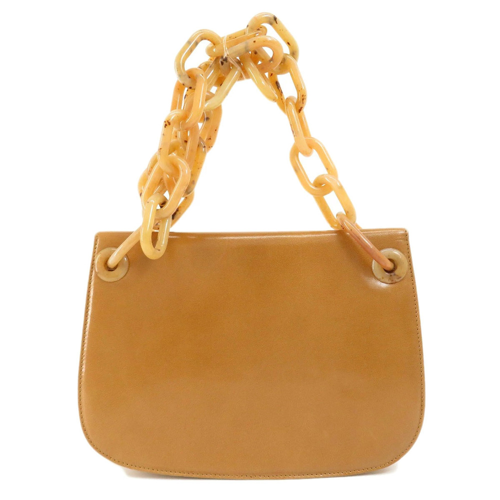 Prada resin chain unique strap leather chunky Brown shoulder beige bag